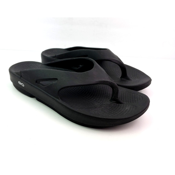 Oofos OOriginal Mens Size 10 Womens Sz 12 Black Recovery Thong Flip Flop Sandals - Picture 1 of 11